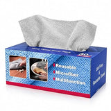 BIBWLD Gray Microfiber Cleaning Cloths, 30 Pack Reusable Washable Microfiber Towels with Dispenser Box, Lint-Free Shop Rags for Car, Automotive, Home