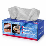 BIBWLD Gray Microfiber Cleaning Cloths, 30 Pack Reusable Washable Microfiber Towels with Dispenser Box, Lint-Free Shop Rags for Car, Automotive, Home