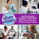 SilverWorks! Premium Dissolvable Laundry Detergent Sheets, Silver Ion Odor Elimination Technology, Powerfully Clean & Prevent Odors, Dissolves Fully