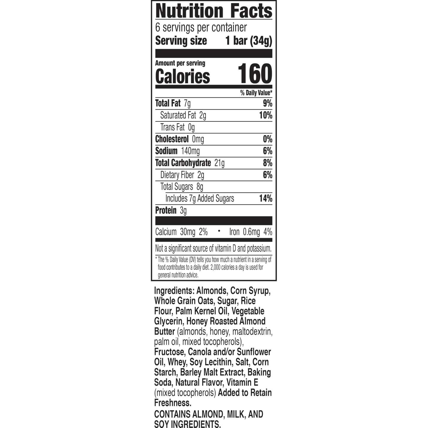 Nature Valley Sweet and Salty Nut Granola Bars, Almond, 6 Bars, 7.2 oz