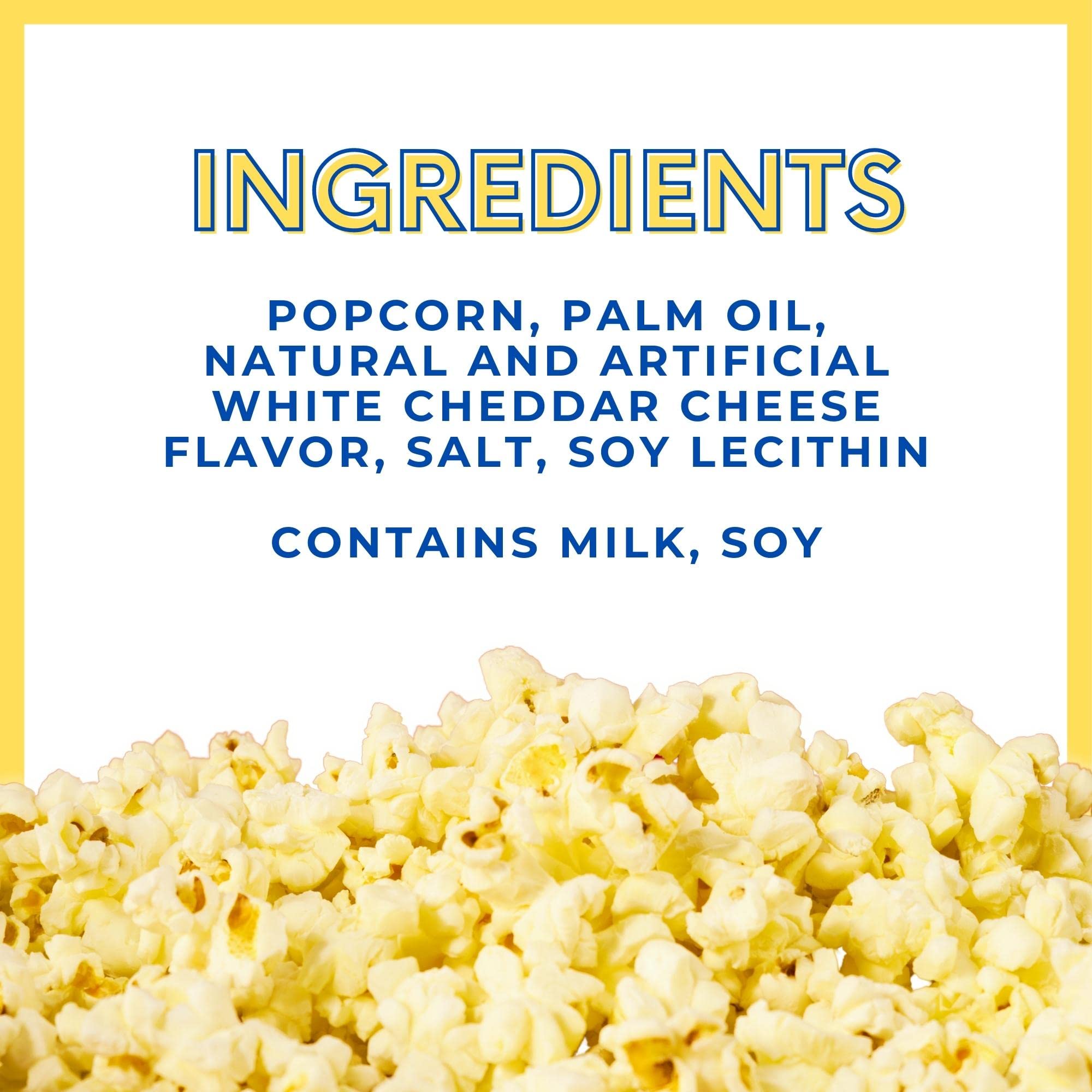 Cousin Willie's Microwave Popcorn Bags, White Cheddar (6 bags), Gourmet Popcorn Boxes for Party, Whole Grain Popcorn, Gluten Free, Low Calorie Healthy