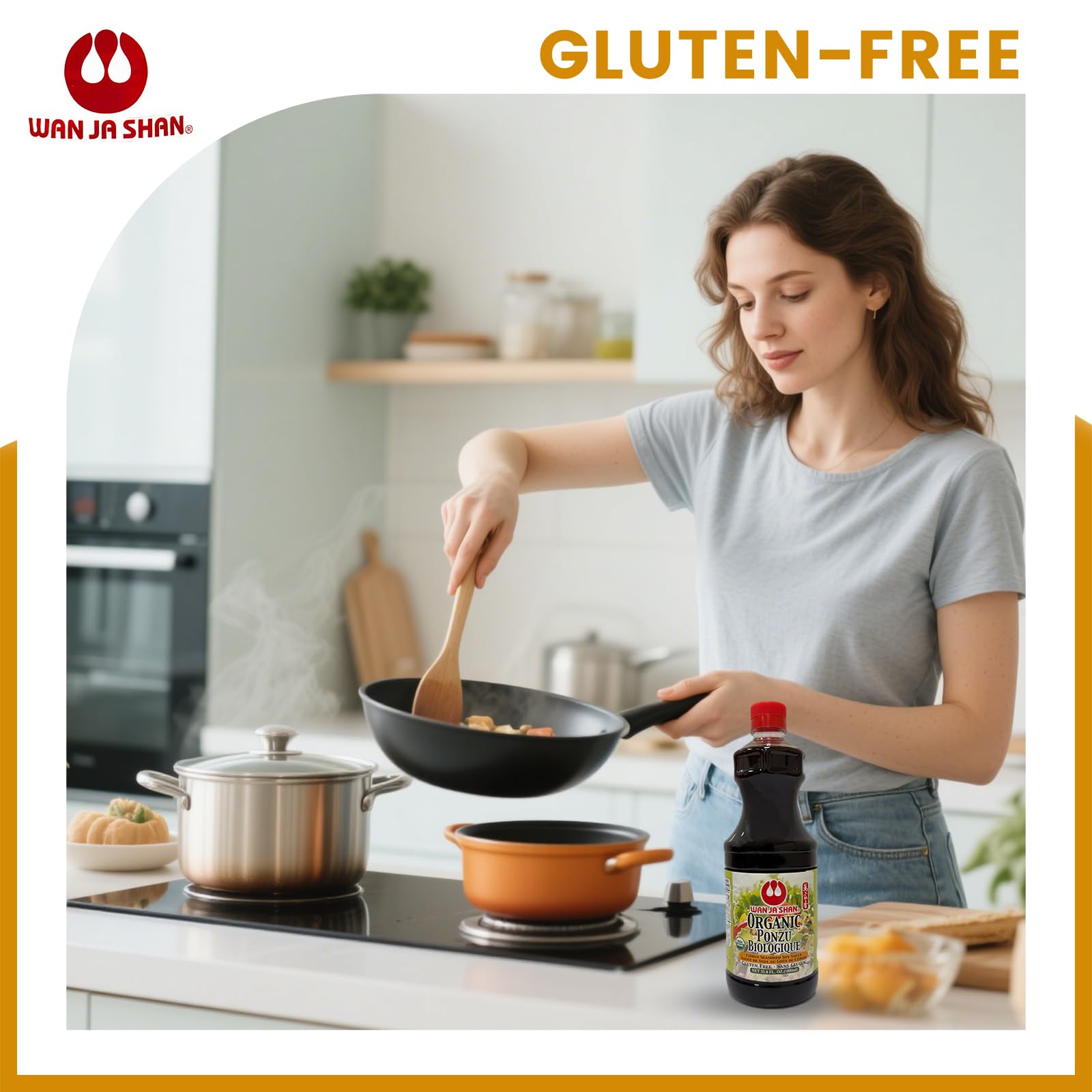 Wan Ja Shan Gluten Free Oragnic Ponzu, Citrus Seasoned Soy Sauce & Dressing 1Liter (33.8oz). USDA Certified Organic- Gluten FREE- MADE IN USA. (1