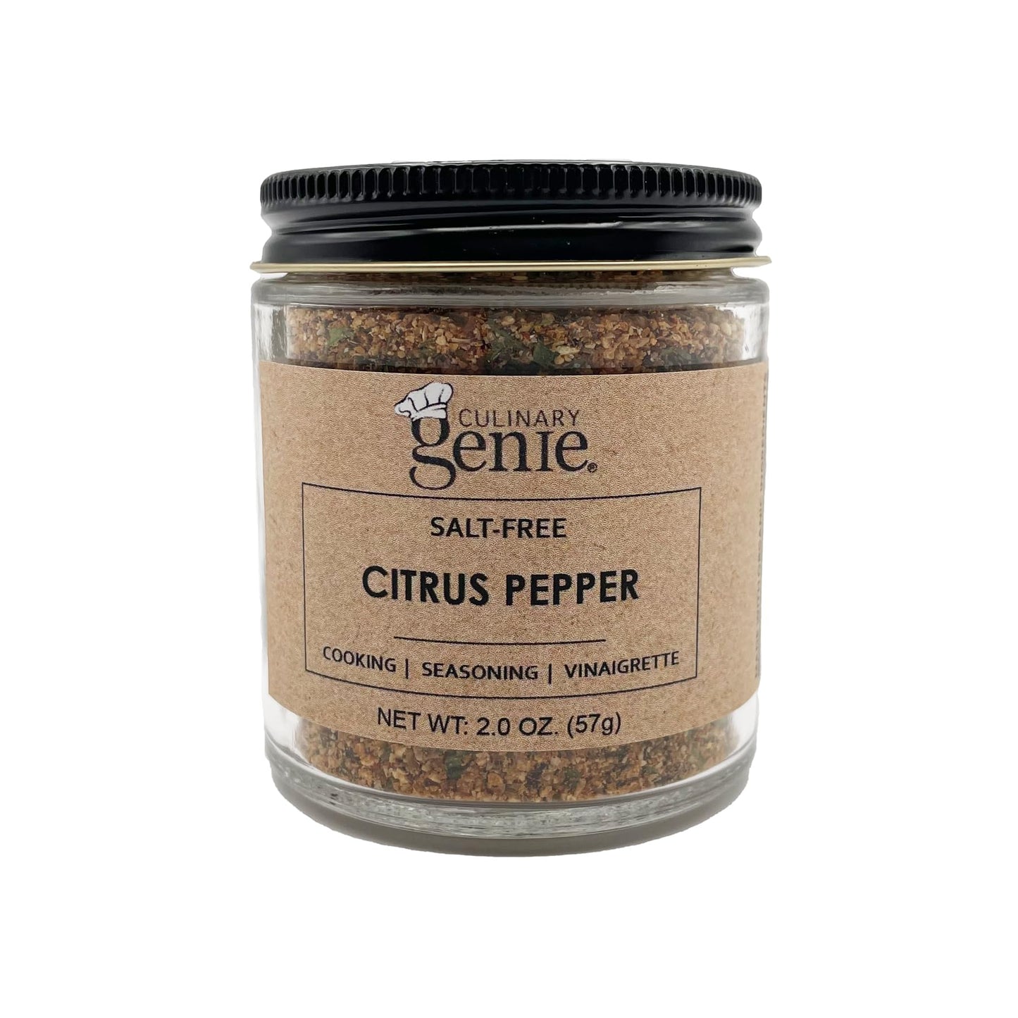 Culinary Genie Salt-Free Citrus Pepper Seasoning Blend - Lemon Pepper Style with Orange Zest, No Salt or Sugar Added
