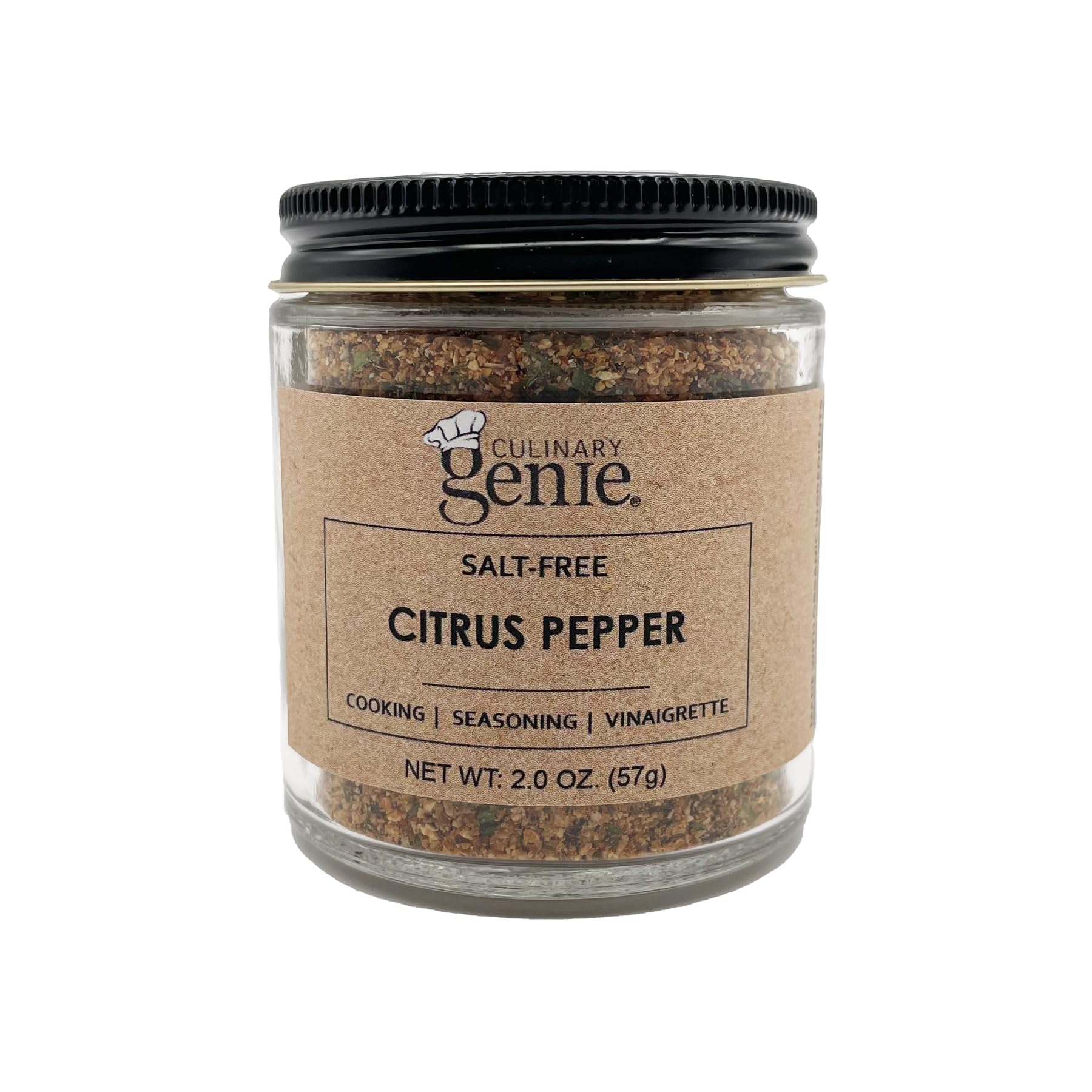Culinary Genie Salt-Free Citrus Pepper Seasoning Blend - Lemon Pepper Style with Orange Zest, No Salt or Sugar Added