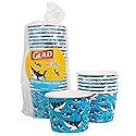 Glad for Kids Shark Paper Snack Bowls, Lids Not Included - Heavy Duty, Soak-Proof, Microwavable Kid-Friendly Disposable Snack Cups, No Lids Included