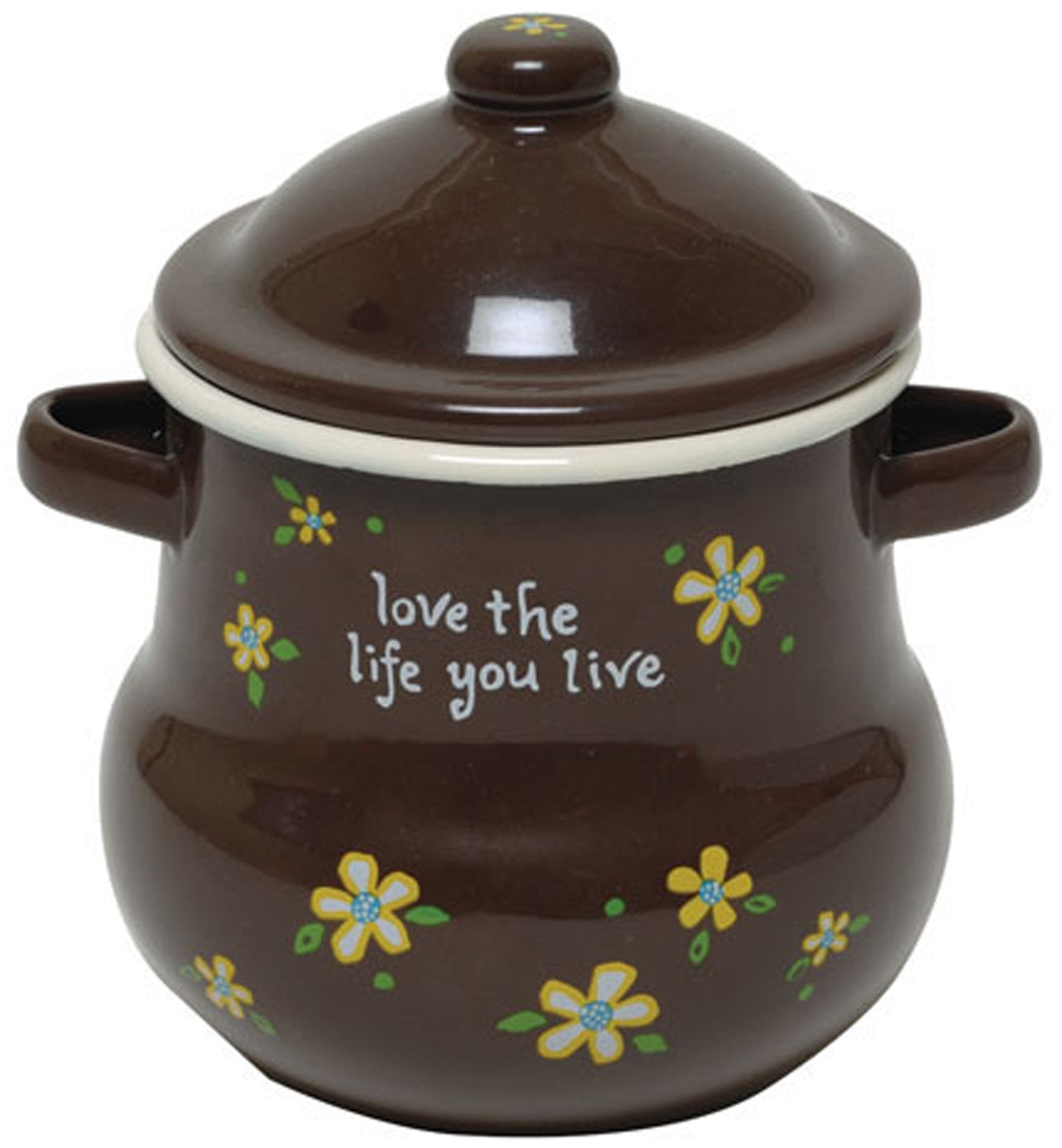 Natural Life 5-Inch by 5-Inch by 4-Inch Sugar Bowl, 1-Pack, Brown