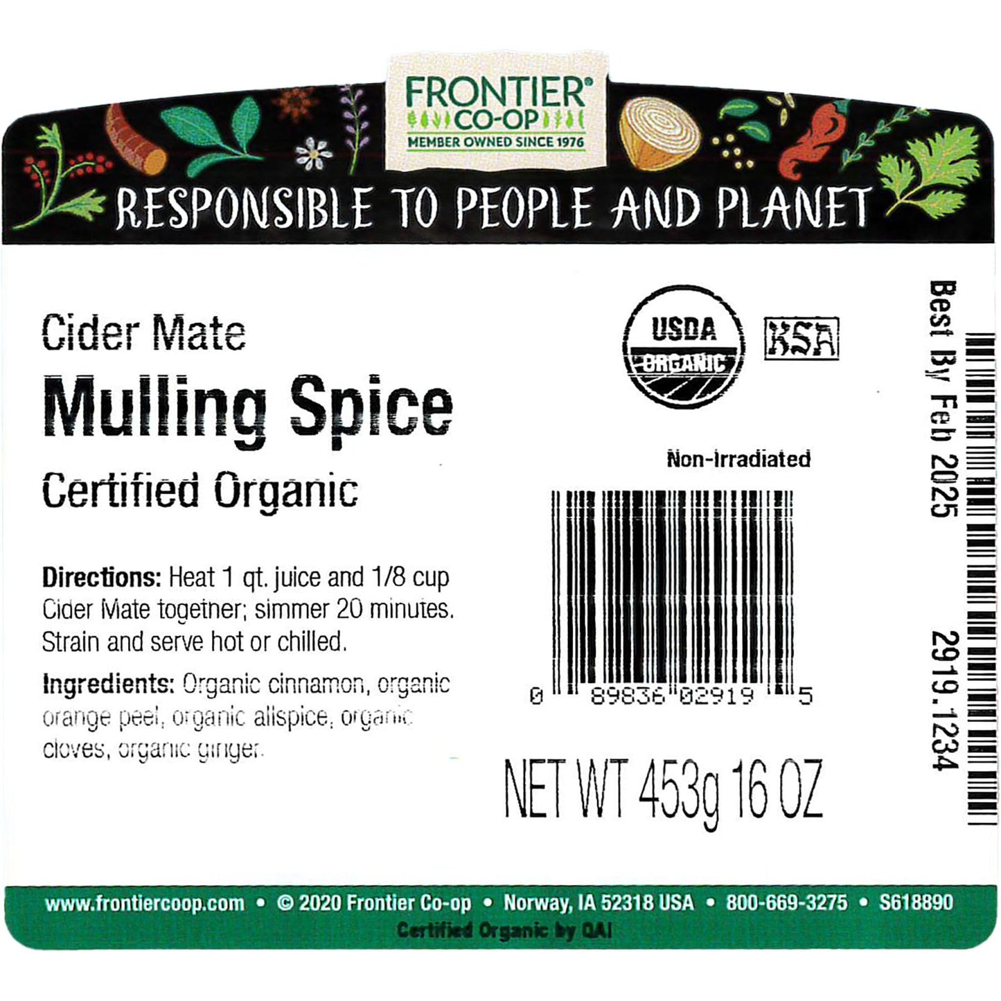 Frontier Co-op Organic Cider Mate Mulling Spice - For Mulled Cider | 16 Ounce (Pack of 1)