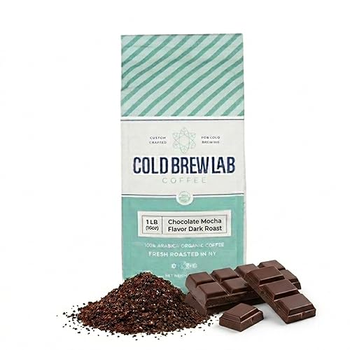 Cold Brew Organic Coarse Ground Flavored Coffee, Chocolate Mocha Flavor, Dark Roast, Colombian Supremo, Coarse Grind for Cold Brew Coffee & French