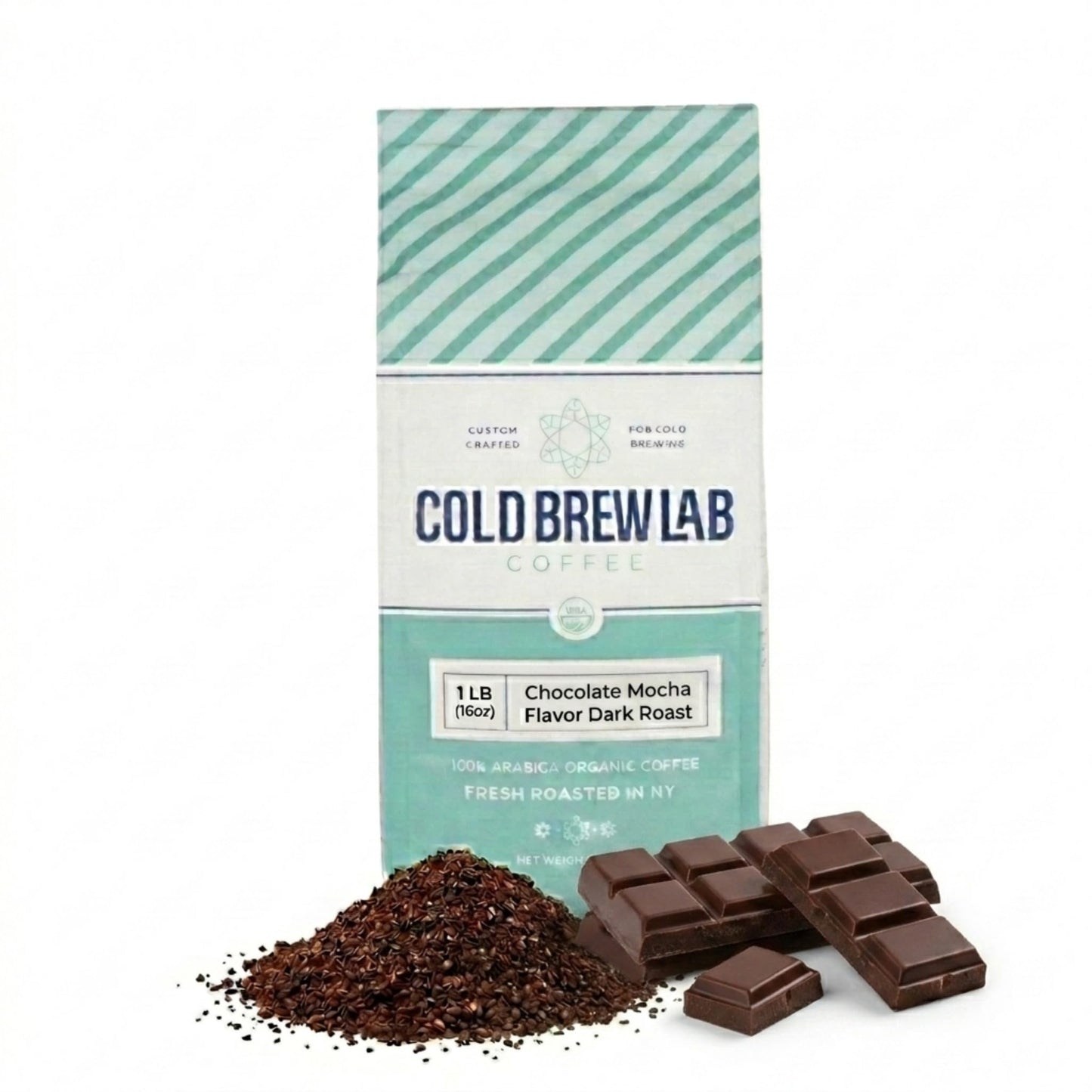 Cold Brew Organic Coarse Ground Flavored Coffee, Chocolate Mocha Flavor, Dark Roast, Colombian Supremo, Coarse Grind for Cold Brew Coffee & French