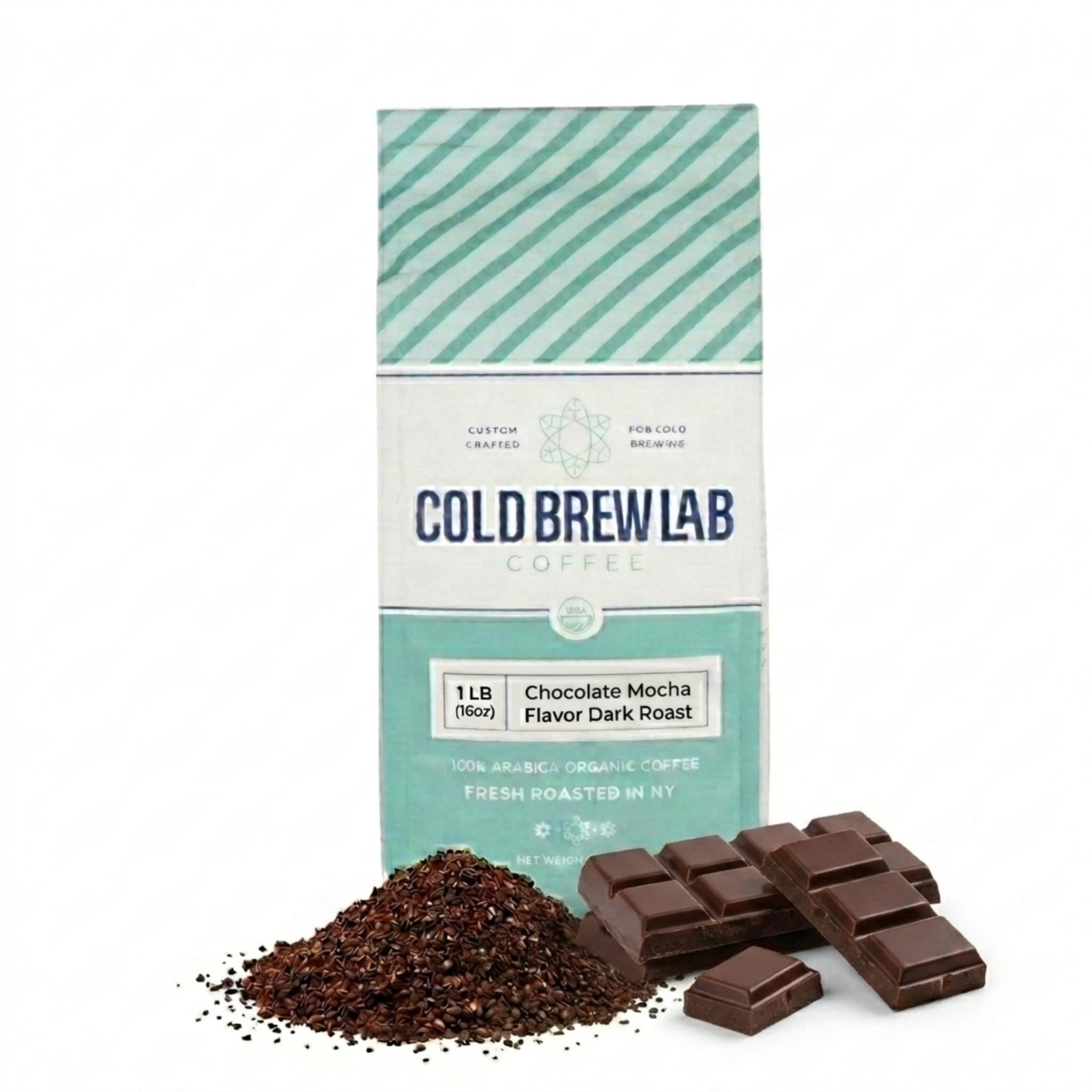 Cold Brew Organic Coarse Ground Flavored Coffee, Chocolate Mocha Flavor, Dark Roast, Colombian Supremo, Coarse Grind for Cold Brew Coffee & French