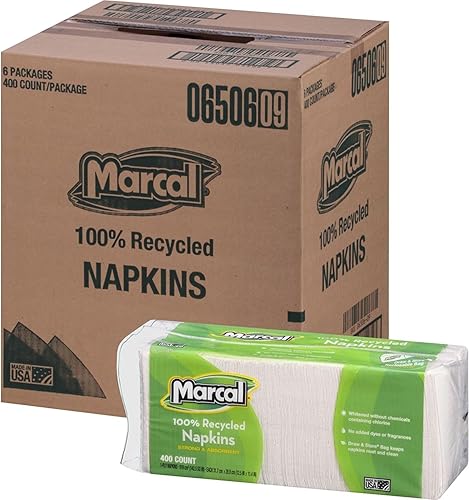 Marcal Paper Napkins Everyday 100 Percent Recycled 1 Ply Luncheon Size Paper Napkins Disposable Servilletas De Papel 2400 Count 6 Carton Packs 12.5 x