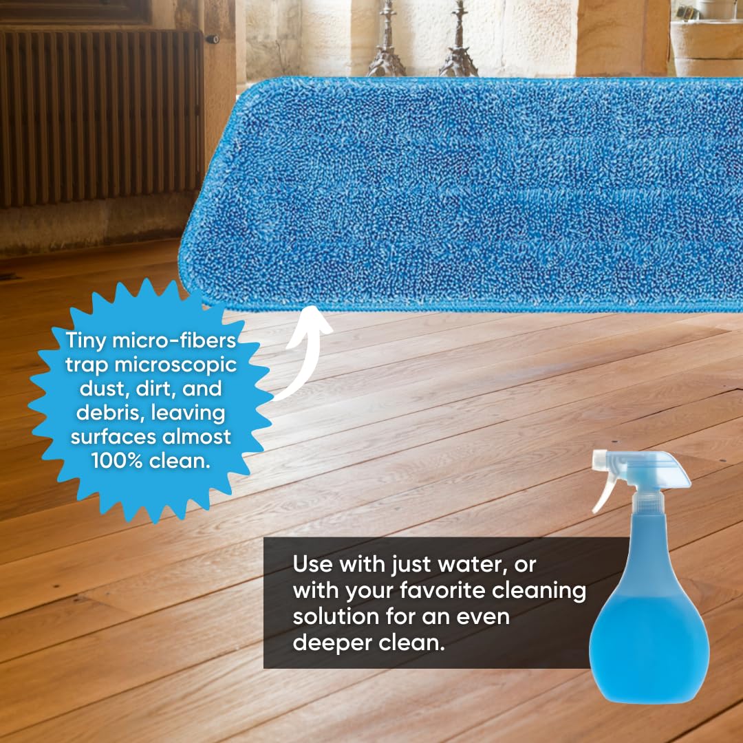 3-Pack Cinch Mop Replacement Heads, Microfiber Mops for Floor Cleaning - Wall Mop with Reusable Washable Pads, Compatible with Cinch Mop - Microfiber