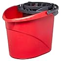 CNEIESD Quick Wring Hands-Free Mop Bucket - 2.5 Gallon with Built-in Wringer, Red
