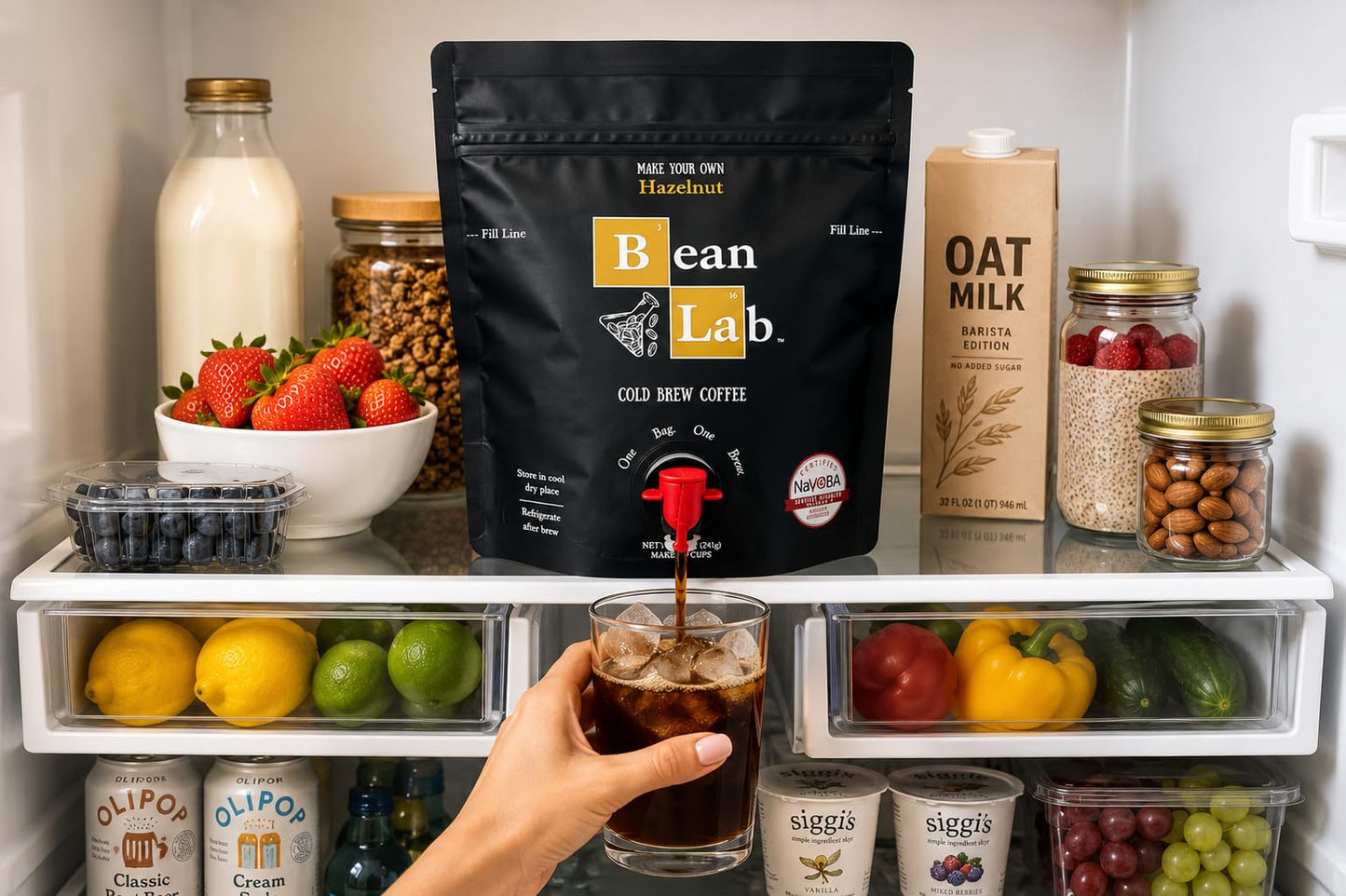 Bean Lab Cold Brew Coffee - Hazelnut Blend - Brew Bag - Coarse Ground Coffee - Smooth Low-Acid Coffee - Reusable Brew System - 100% Arabica - Medium
