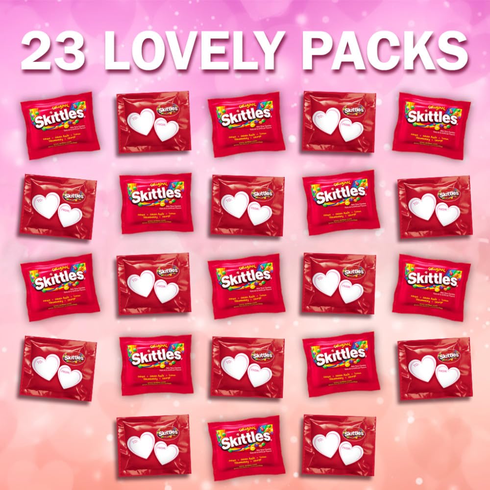 SKITTLES Original Fun Size Valentine's Exchange Chewy Candy, 23 Ct Box, Valentine's Candy