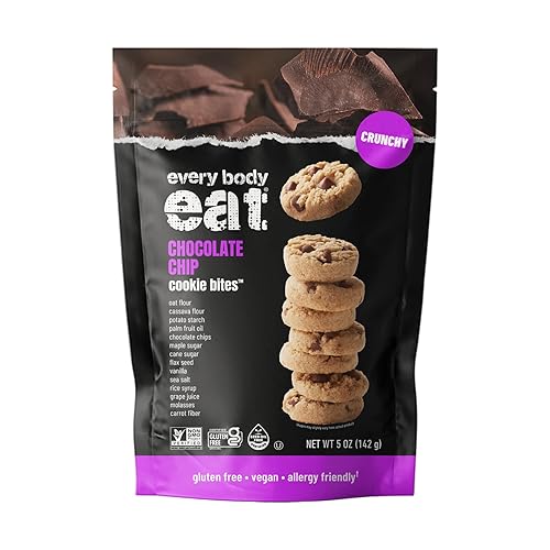 Every Body Eat Chocolate Chip Crunchy Cookie Bites - Gluten Free, Dairy Free, Vegan, Seed Oil Free, Allergy Friendly (5oz Pack of 3)