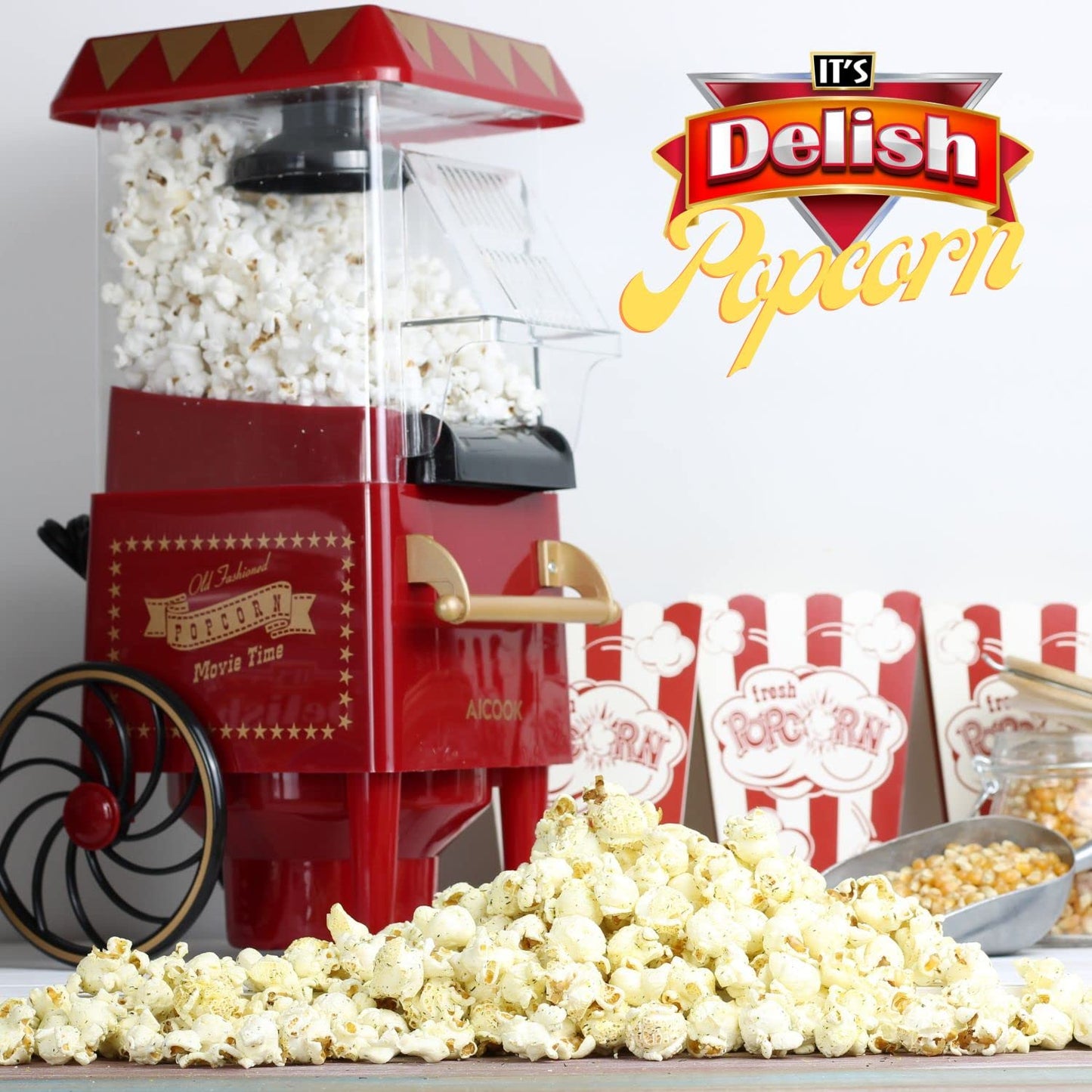 Gourmet Jalapeno Popcorn by It's Delish, 8 Oz Bulk Bag | Vegan Jalapeño Cheese Flavored Popcorn | Air Popped Pop Corn Healthy Snacks for Movie Night
