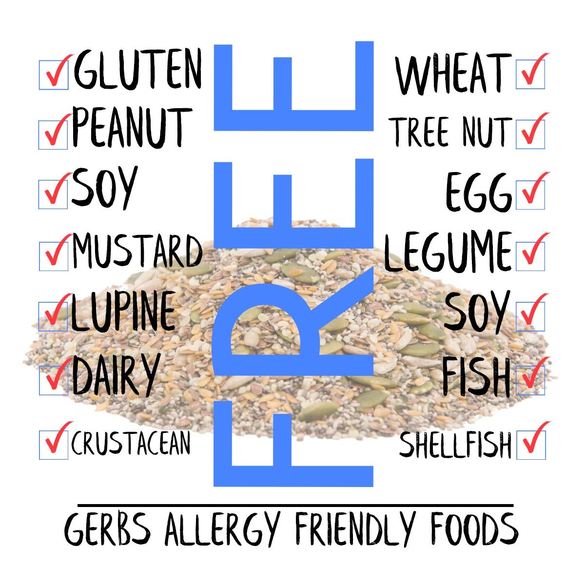 Gerbs Super 7 Seed Snack Mix 2 lbs. | Raw, No Artificial Additives, Resealable Bag | Crunchy Pumpkin, Sunflower, Brown & Golden Flax, Black & White