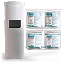 Wipex Gym Wipes Bundle: (1) Premium White Wipe Dispenser with Trash Bin - Stainless Steel and (4) 800ct Disinfecting Gym Wipes Refill Roll - Suitable