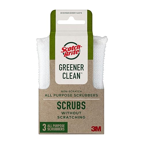 Scotch-Brite Greener Clean Non Scratch Scrubber: 2.6 in. x 4.1 in. x 0.7 in. / 3-Pack (White)