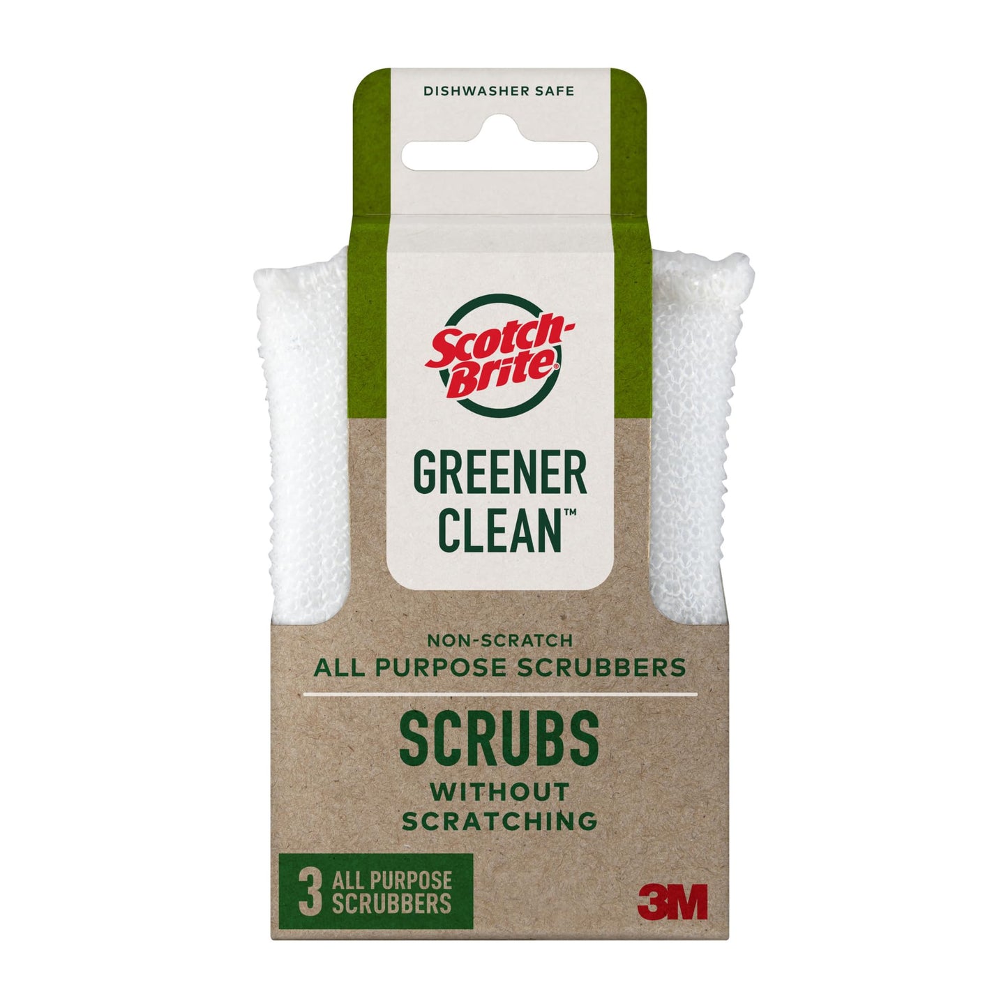 Scotch-Brite Greener Clean Non Scratch Scrubber: 2.6 in. x 4.1 in. x 0.7 in. / 3-Pack (White)