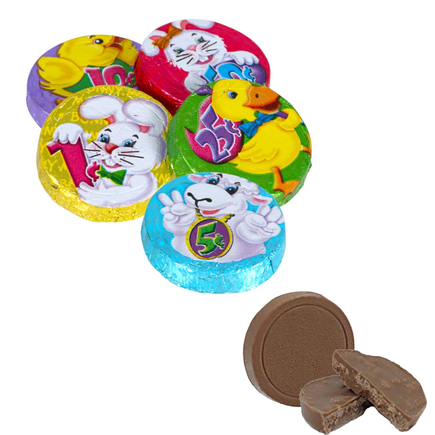 1 Pound Fruidles Easter Double Crisp Bunny Munny Milk Chocolate, Happy Easter Day Coins, Party Bag Fillers, Individually Wrapped Foils, Kosher