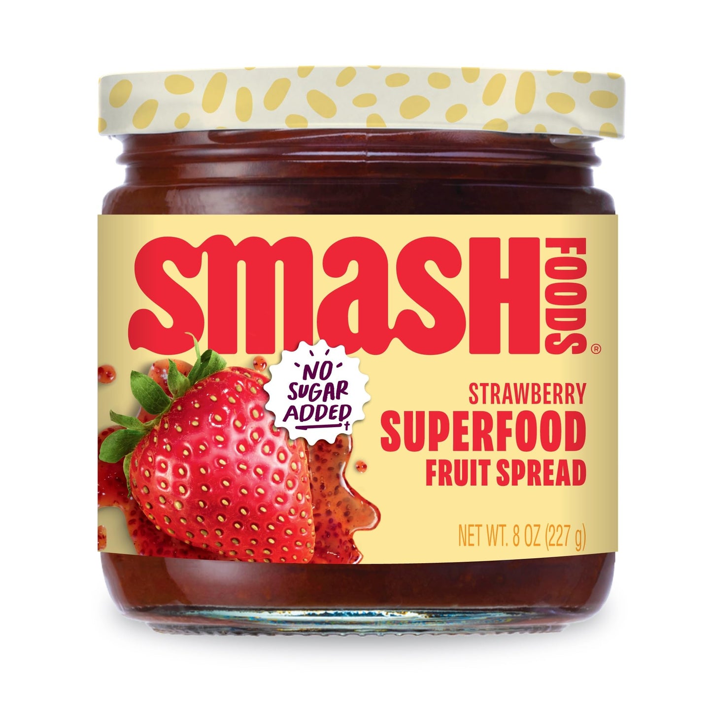 Smash Foods Strawberry Jam | Low-Calorie, No Sugar Added Keto Jam with Upcycled Fruit & Chia Seeds | Vegan, Paleo Superfood Fruit Spread (1 Jar)