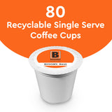BIGGBY® Best Single Serve Coffee, Recyclable Plastic Cups, 80 Count Box, Medium Roasted
