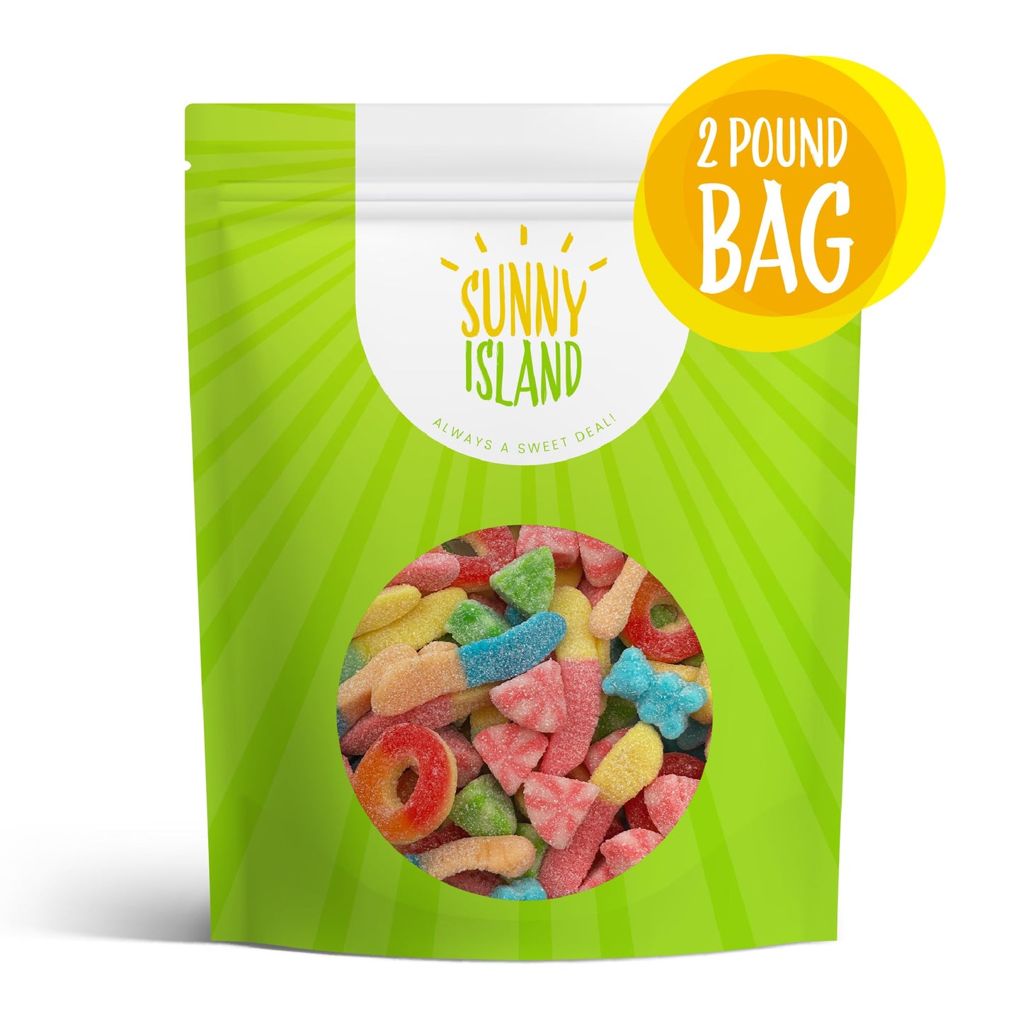 Gummy Candy Mix | 2-Pound Bag | Sweet & Sour Gummies for Candy Buffets, Dessert Decorating & Snacking | Peach Rings, Watermelon Slices, Worms, Bears |