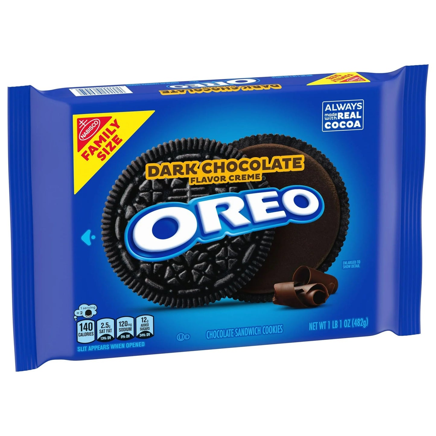 OREO Dark Chocolate Crème Chocolate Sandwich Cookies, Family Size, 17 oz
