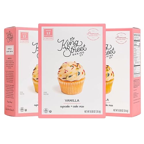 King Street Baking Co Vanilla Cupcake & Cake Mix - 5 Ingredient Box Mix With Vanilla Bean - 3 Pack