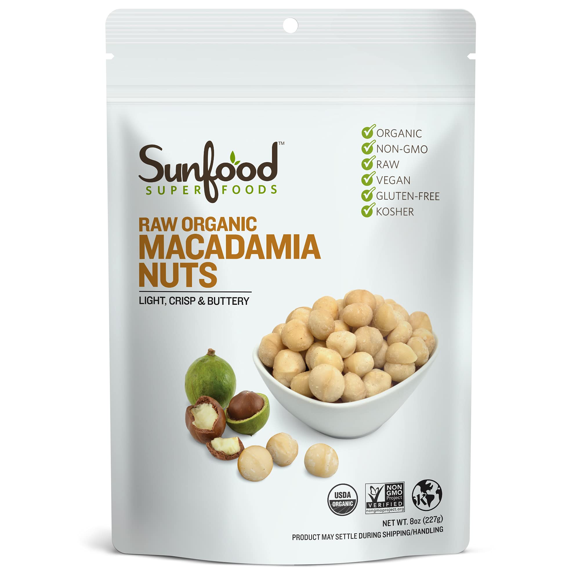 Sunfood Superfoods Raw Organic Macadamia Nuts - Macadamia Nuts Unsalted for Milk, Baking, Cooking, Trail Mix, Cookies, & More, USDA Organic, Vegan