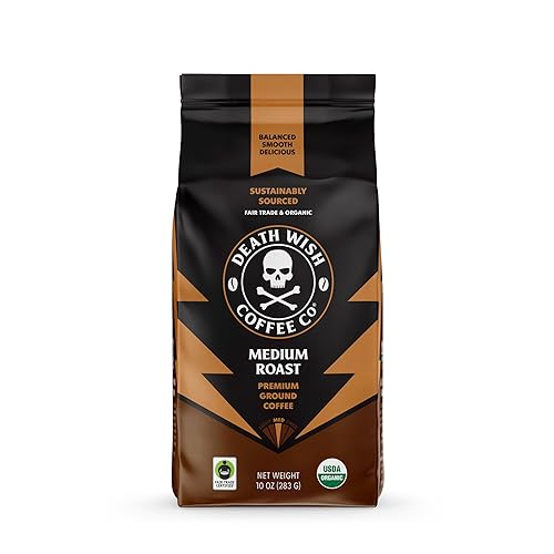 Death Wish Coffee Co Organic Medium Roast Ground Coffee, 10 OZ