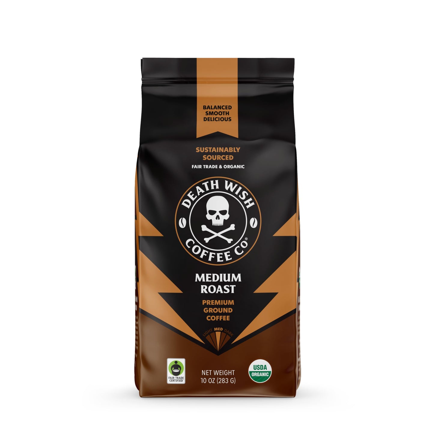 Death Wish Coffee Co Organic Medium Roast Ground Coffee, 10 OZ