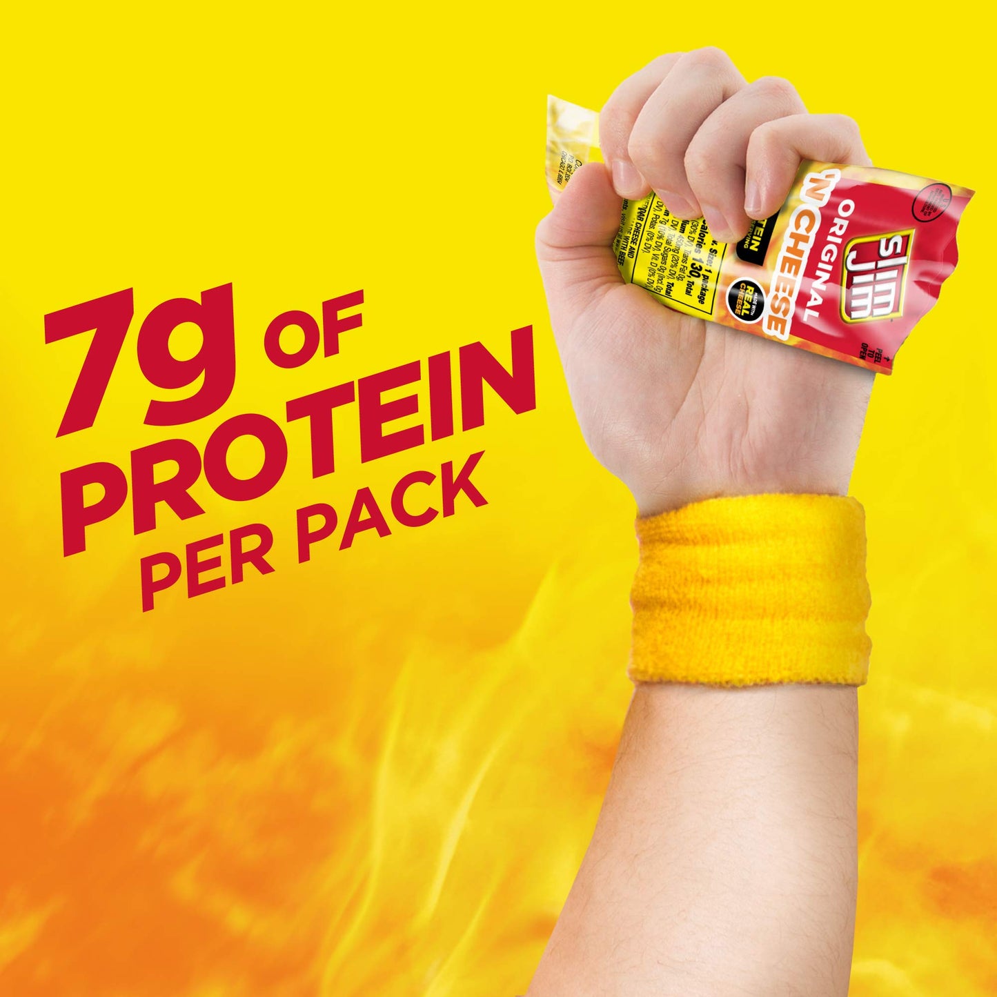 Slim Jim Beef 'N Cheese Smoked Meat Sticks, Mild Flavor, High Protein, 3.0 oz. (18 Count)