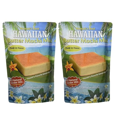 2 Set of Two Pack - Brand Hawaii's Best Butter Mochi Size 15 oz Each - Easy to Make Traditional Hawaiian Style Butter Mochi Cake Mix - Gluten Free Dessert Mix