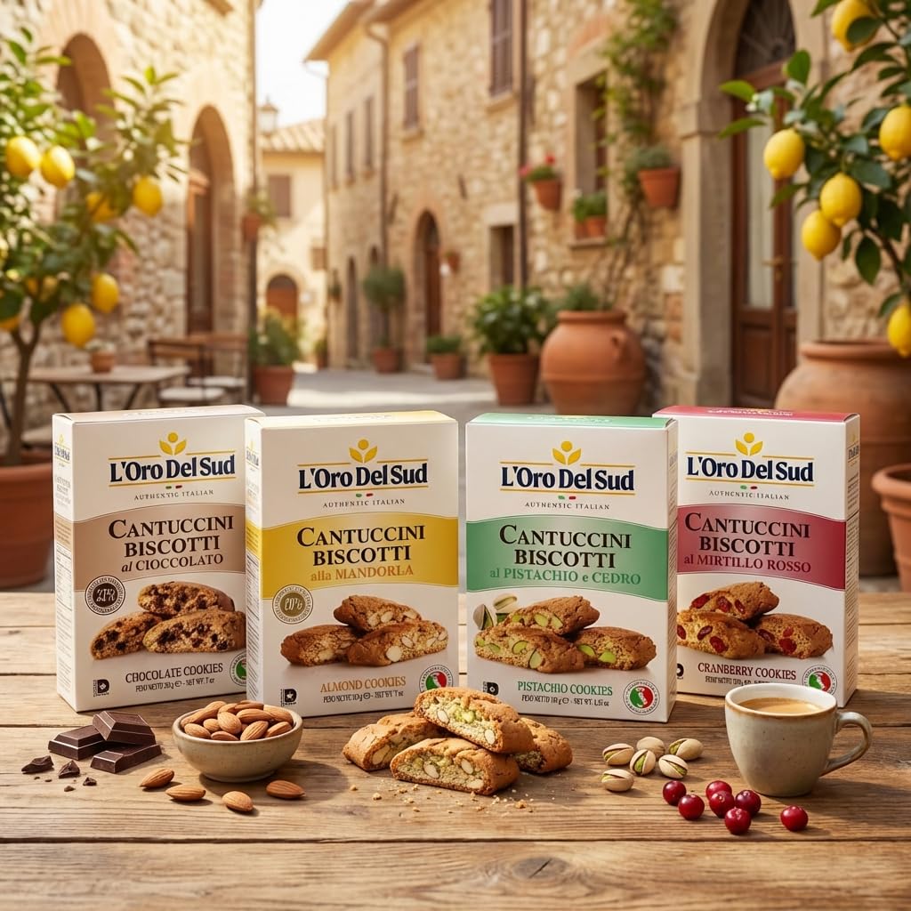 L'Oro Del Sud Pistachio and Cedron Biscotti, Cantuccini d'Abruzzo, Italian Cookies Madewith Real Quality Ingredients, 180 G, 6.3 oz. Gourmet Cookies