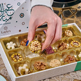 Layla’s Delicacies Mediterranean Treats Gift Box for Eid Mubarak - Handmade Healthy Mixed Nutty Flavors Pastries - Halal, Vegetarian, Gluten Free - 15