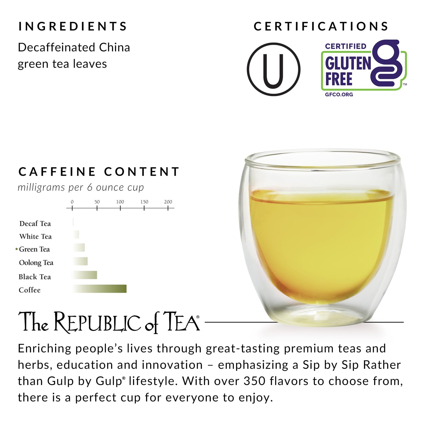 The Republic of Tea - Decaf The Peoples Green Tea, 50 Tea Bags, Tin | Gourmet Tea | Decaffeinated