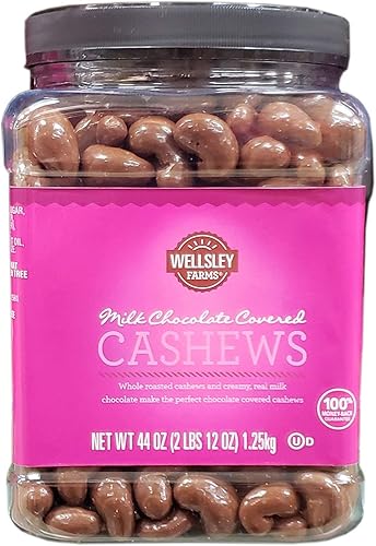 Wellsley Farms Milk Chocolate Covered Cashews - 2.75 lbs | Whole Roasted Cashews in Creamy Milk Chocolate | Kosher, Gluten-Free Sweet & Healthy Snack