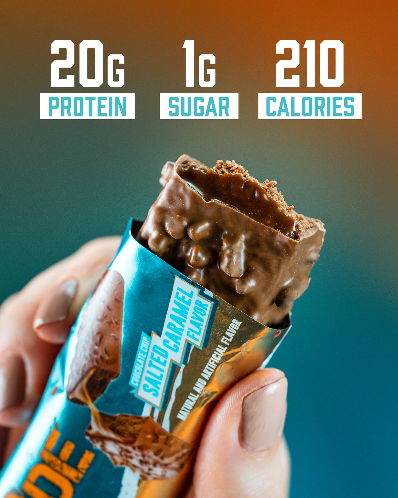 Grenade Chocolate Chip Salted Caramel High Protein Bar, 20 g Protein and 1 g Sugar per Snack Bar, 12 Count, 2.1 oz Bars