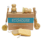 ECOHOUSE SUPPLY™ Bamboo Dish Brush Set - 6-Piece Natural Fiber Kitchen Brush Set with Loofah Sponges (No Bleach), Sisal & Palm Scrubbers - Non-Toxic