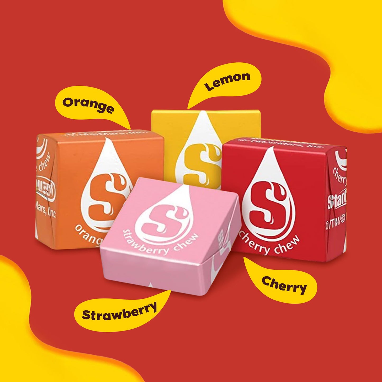 Bulk Fruit Chews Starbrst Candy 2 Pound - Individually Wrapped Assorted Soft & Chewy Taffy Fruity Candy For Party Favors & Pinatas & Treats - Approx