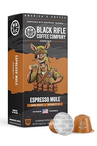 Black Rifle Coffee Company 30 Espresso Mule Capsules - Dark Roast Espresso, Chocolate, Bing Cherry & Caramelized Sugar, espresso Compatible