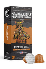 Black Rifle Coffee Company 100ct Espresso Mule Capsules - Dark Roast Espresso, Chocolate, Bing Cherry & Caramelized Sugar, OriginalLine Compatible