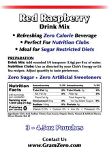 GramZero Red Raspberry Zero Calorie Sugar Free Drink Mix, Great For Nutrition Club Loaded Tea, Stevia Sweetened