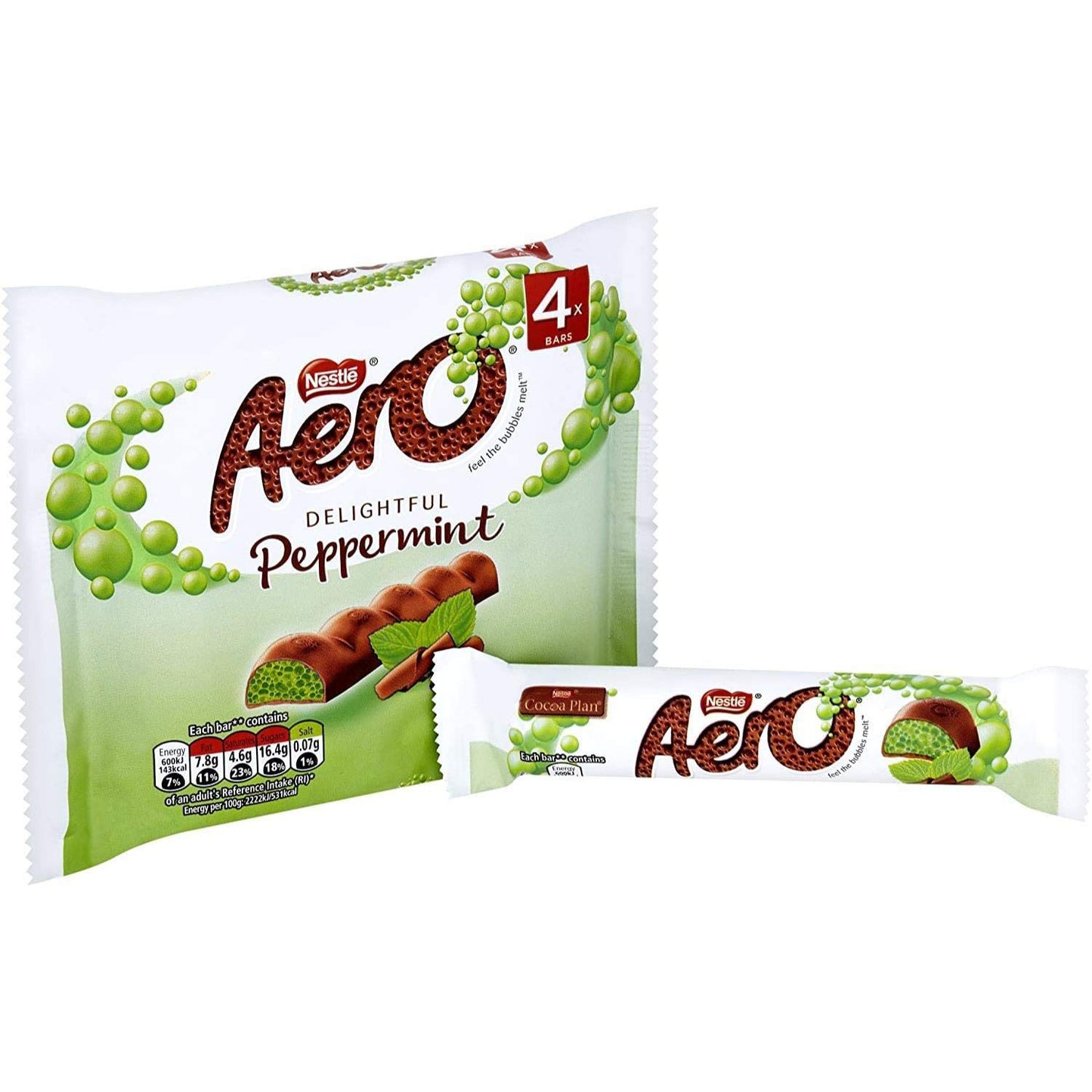 Aero Peppermint Bubbly Bar Multipack 4 x 27g - Pack of 2