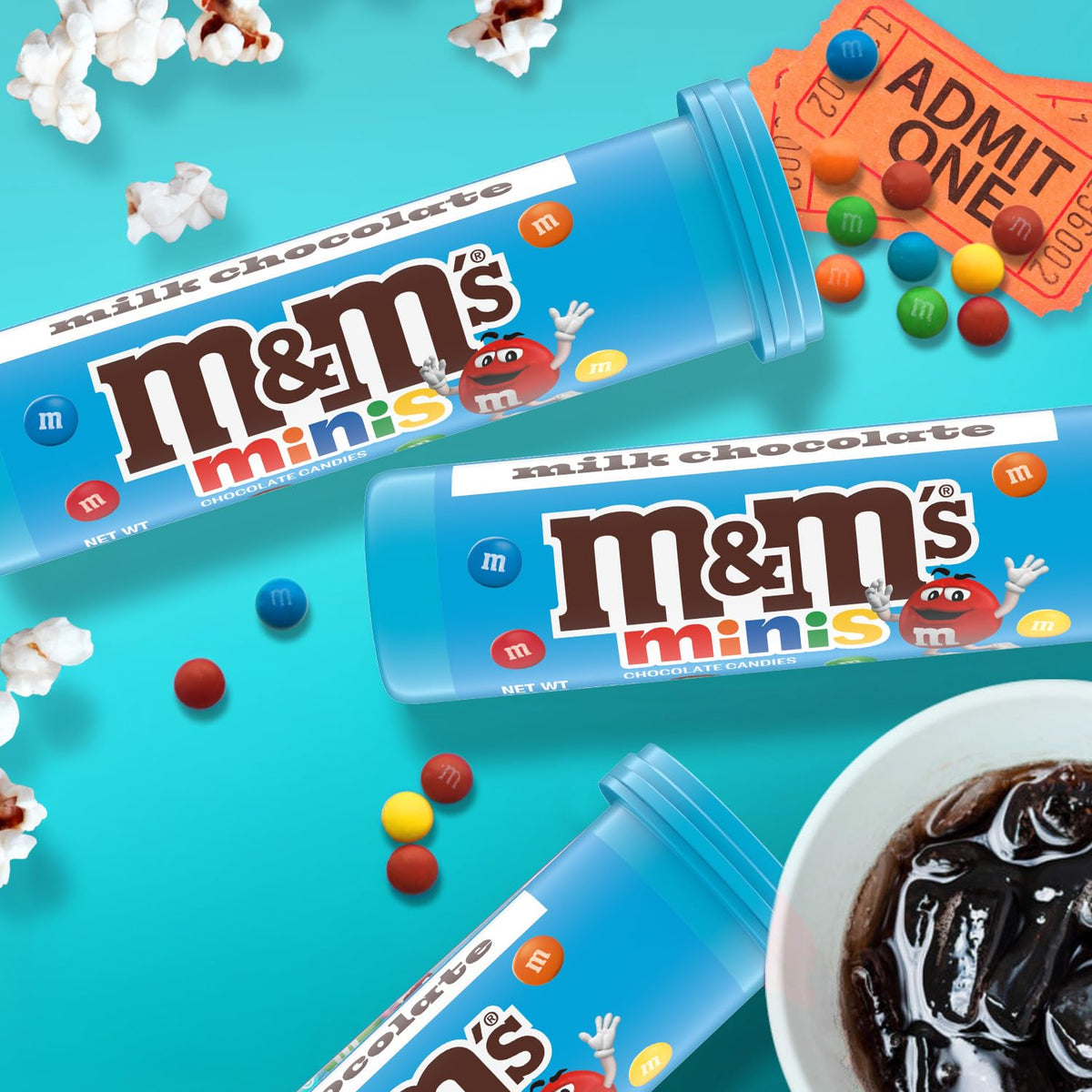 M&M'S Minis Milk Chocolate Candy Tubes, Bulk Box, 17.7-Ounce, 10 Ct