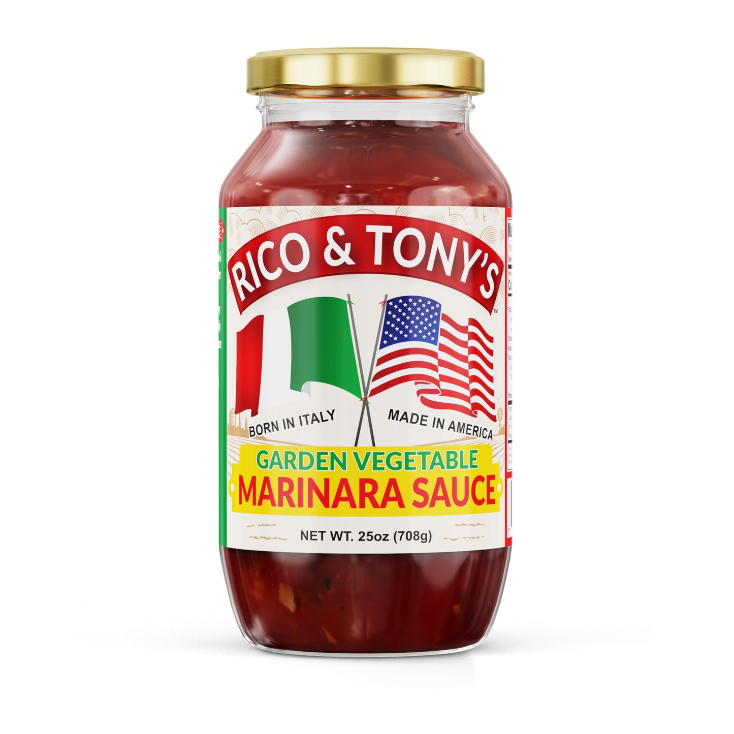 RICO & TONY's Vegetable Marinara Sauce - Authentic Imported Italian Tomato Pasta Sauce with Fresh Garden Vegetables, All Natural, No Added Sugar