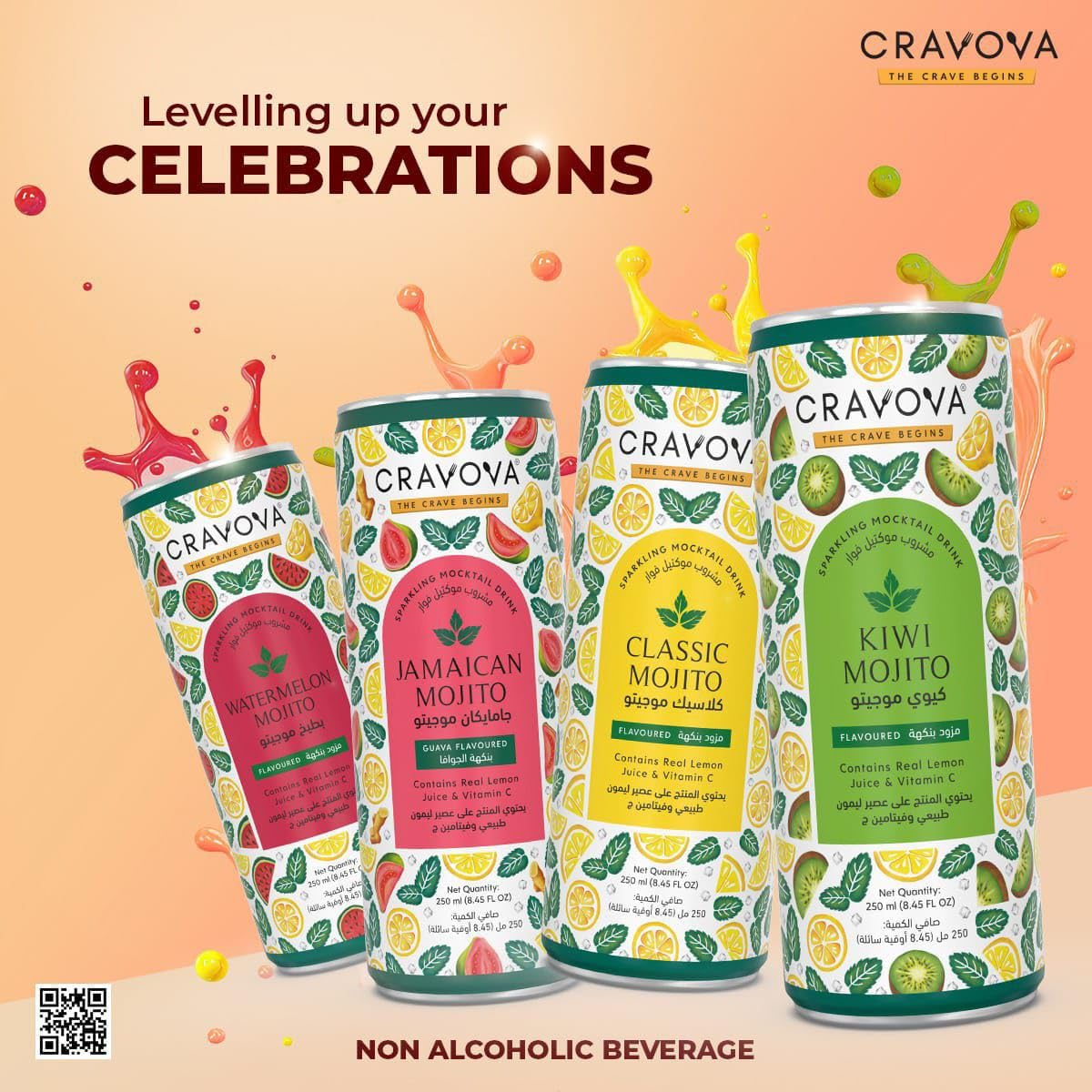 Cravova Mojito | Refreshing Mint Lime Mocktail | Non-Alcoholic Mocktail | Ready-to-Drink Beverage | Perfect for Parties & Gatherings | 12-Pack